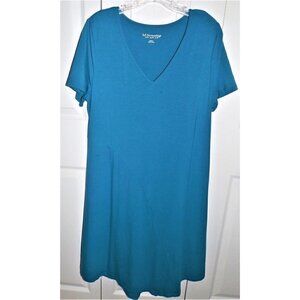 Soft Surroundings M Teal Reef "Happy Place" dress short sleeves